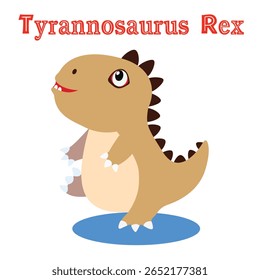 Adorable flat vector illustration of a baby Tyrannosaurus Rex, perfect for children's designs and educational content