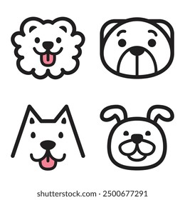 Adorable flat vector pet faces to enhance your designs! Perfect for prints, stickers, and more. Easy to customize, high-quality vectors capture the charm of your favorite pets with a clean looks.