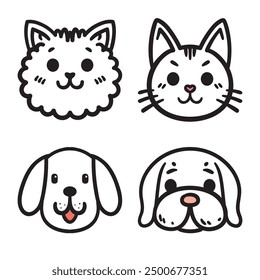Adorable flat vector pet faces to enhance your designs! Perfect for prints, stickers, and more. Easy to customize, high-quality vectors capture the charm of your favorite pets with a clean looks.