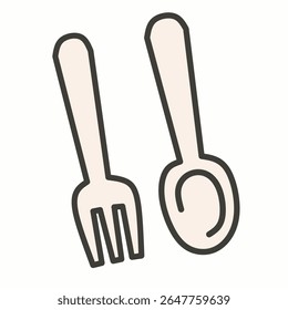 Adorable flat-style fork and spoon icon set. Great for menu designs, dining guides, and restaurant branding visuals.
