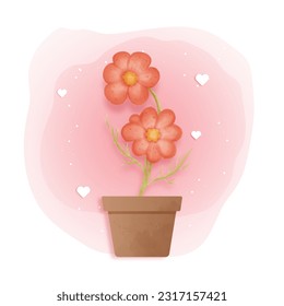 The adorable flower in a watercolor style.