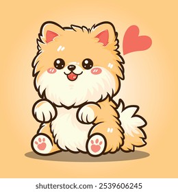 Adorable Fluffy Cartoon Cute Pomeranian Vector Illustration