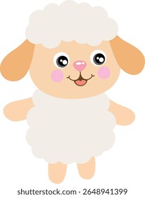 Adorável cordeiro pequeno fofo de pé feliz