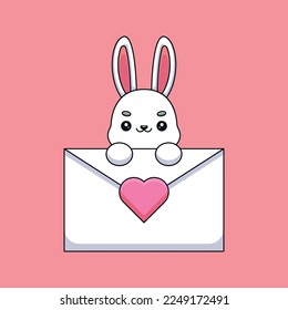 An adorable and fluffy rabbit holds a love letter with a heart on it, express their love and affection in a cute and charming way to a special someone.