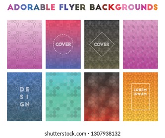 Adorable Flyer Backgrounds. Alluring geometric patterns, rare vector illustration.