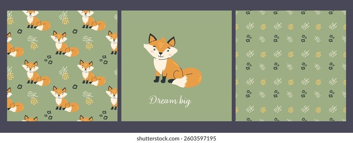 Adorable forest animal patterns featuring foxes for creative design projects.