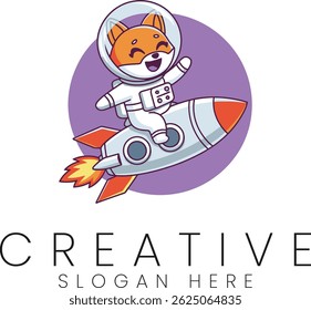 Adorable fox astronaut on a rocket. Perfect for kids projects and space themed designs adventure