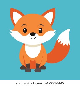 Adorable fox Cartoon Vector Illustration