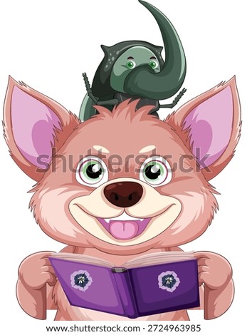 Adorable Fox Reading Book Illustration for Children Education