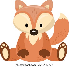 Adorable fox sitting isolated on white
