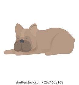 Adorable french bulldog enjoying a peaceful sleep, resting its head on its paws