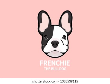 Adorable French Bulldog Face Portrait Logo. Cute Frenchie The Bulldog with bunny ears.Vector illustration featuring an adorable French Bulldog portrait. Perfect for logo branding with a charming touch