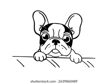 Adorable French Bulldog Illustration - Cute Dog Line Art