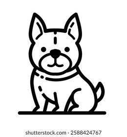 Adorable French Bulldog Outline Icon Isolated On White Background