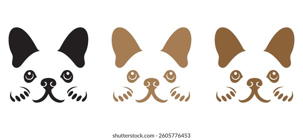 Adorable French Bulldog Puppy Peeking Illustration Vector Graphic Image.