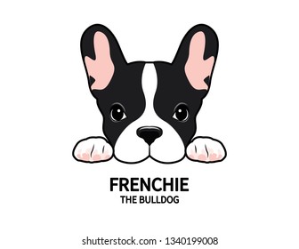 Adorable French Bulldog waiting for his snacks. Cute Frenchie with bunny ears. Vector illustration of an adorable French Bulldog eagerly waiting for snacks, wearing cute bunny ears.