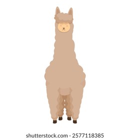 Adorable and friendly cartoon llama illustration for children's educational preschool storybook featuring a cute. Standing. Fluffy. And furry alpaca character in a modern and lighthearted design