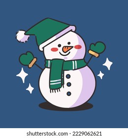 adorable friendly snowman 1 character doodle element asset