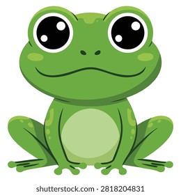 Adorable frog cartoon vector illustration design with isolated amphibian character ideal for playful educational and nature themed graphics.