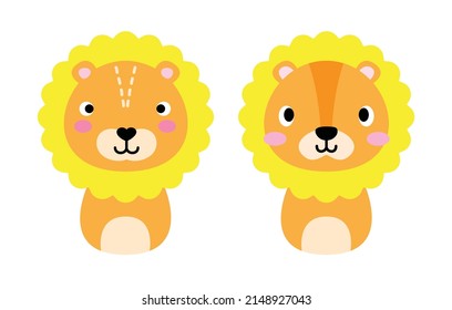 Adorable full editable illustration of baby lions.