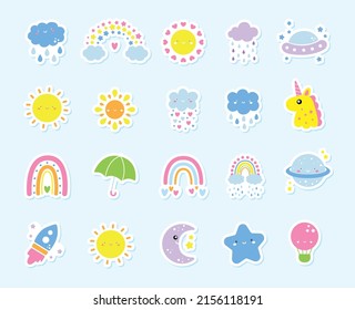 Adorable full editable set of cute icons inspired by heaven and dreamy world.