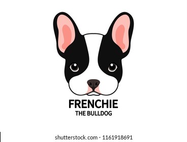 Adorable Full-Color French Bulldog Face. Cute Frenchie with bunny ears in the full-color logo. Vibrant vector illustration capturing the charm of an adorable Frenchie's expression.