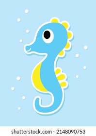 Adorable fully editable seahose with bubbles around. 