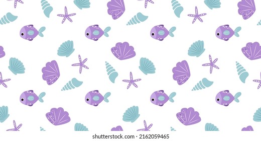 Adorable and fun ocean life seamless pattern