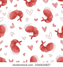 Adorable and fun ocean life seamless pattern