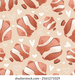 Adorable and fun ocean life seamless pattern