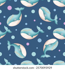 Adorable and fun ocean life seamless pattern