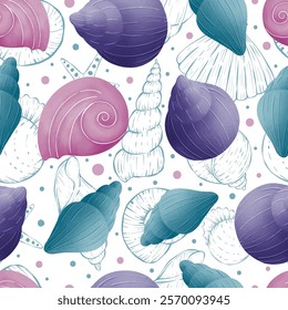 Adorable and fun ocean life seamless pattern