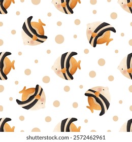 Adorable and fun ocean life seamless pattern