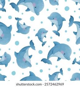 Adorable and fun ocean life seamless pattern