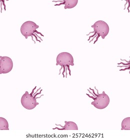 Adorable and fun ocean life seamless pattern