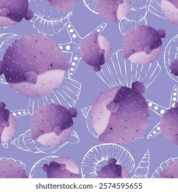 Adorable and fun ocean life seamless pattern