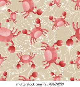 Adorable and fun ocean life seamless pattern