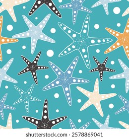 Adorable and fun ocean life seamless pattern