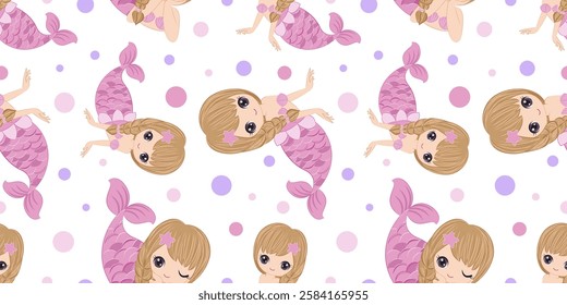 Adorable and fun ocean life seamless pattern