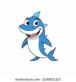 Adorable Funny Shark Cartoon – Ocean Life Vector Art