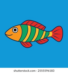 Adorable Funny Wrasse Fish Cartoon - Ocean Life Vector Art