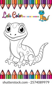  Adorable Gecko Coloring Page for Kids - Fun and Printable Cartoon Reptile Outline for Creative Learning