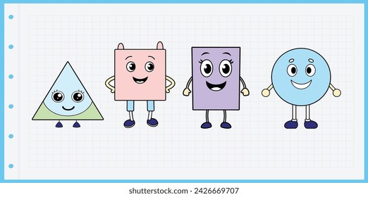 Adorable Geometric Delights , Rectangles, Circles, Squares, and Triangles ,Geometric Friends