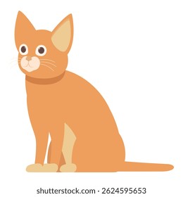 Adorable ginger cat with big eyes sitting calmly, isolated on a white background
