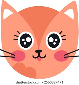 Adorable ginger cat face filling the frame, featuring big, expressive eyes, rosy cheeks, a tiny pink tongue peeking out, and delicate whiskers, creating a heartwarming and playful scene