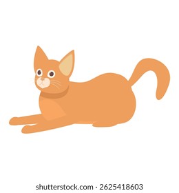 Adorável ginger cat relaxando, deitado em sua barriga e olhando para cima com curiosidade