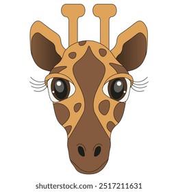 Adorable diseño de la cabeza de jirafa aislado fondo blanco. Decoración de impresión de camiseta de animales de Plantilla. Clipart de la jirafa africana. Ilustración vectorial plana simple para el diseño del volante del Anuncio del zoo del avatar de las redes sociales. 