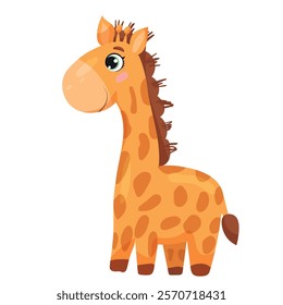 Adorable giraffe illustration with bright colors and a playful design. Perfect for kids' products, educational materials, decorations, and animal-themed projects