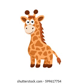 Adorable giraffe illustration. Cute cartoon animal isolated on white background. 
