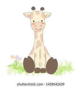 adorable giraffe illustration for personal project, background, invitation, wallpaper and many more